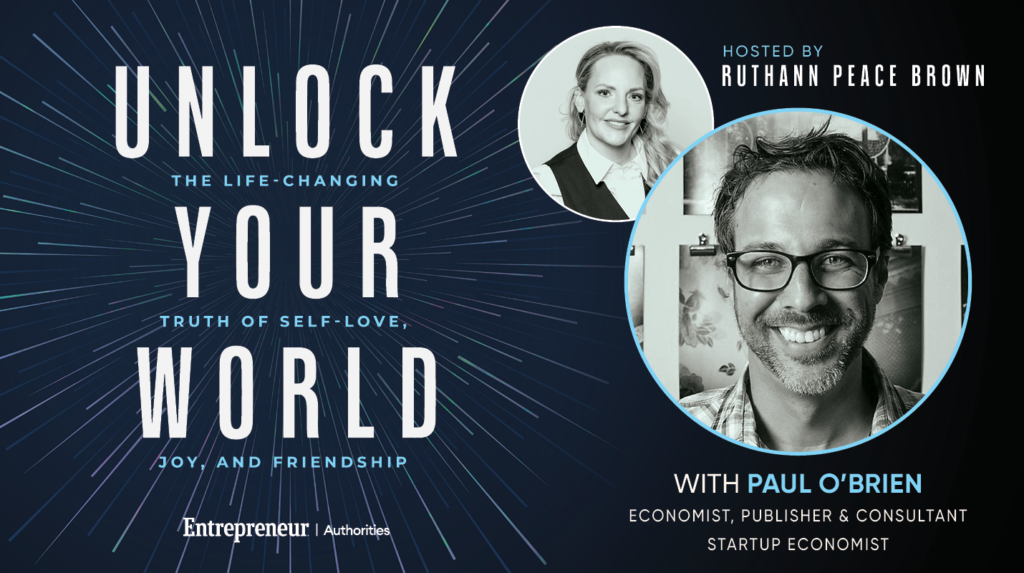 Promotional banner for the 'Unlock Your World' event with host Ruthann Peace Brown and Paul O’Brien.